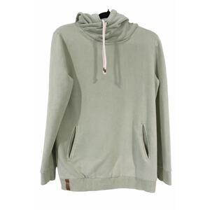 Ampersand Avenue Side Slit Hoodie Large Sage Green Cowl Neck Athleisure Stretch